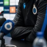 Ivan Leko, trainer van Club Brugge, reageert tijdens een persmoment.