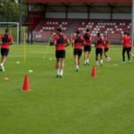 Spelers van KV Kortrijk tijdens een training in aanloop naar het nieuwe seizoen