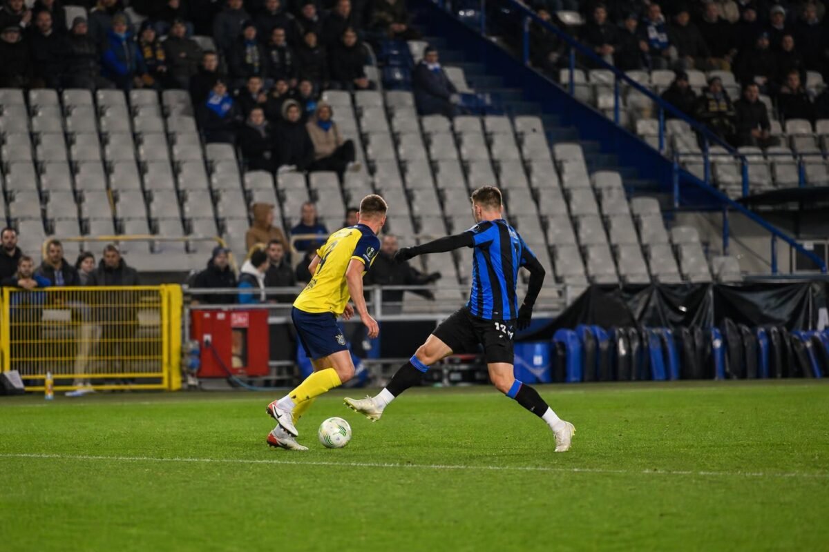 Spelmoment tijdens Club Brugge tegen Union in het Jan Breydelstadion