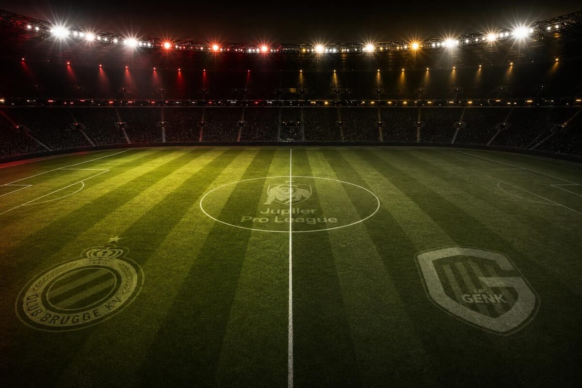 Analysebeeld van Speeldag 39 in de Jupiler Pro League met Club Brugge als kampioen en KRC Genk als verliezer van de Europe Play-Offs.