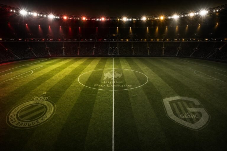 Analysebeeld van Speeldag 39 in de Jupiler Pro League met Club Brugge als kampioen en KRC Genk als verliezer van de Europe Play-Offs.