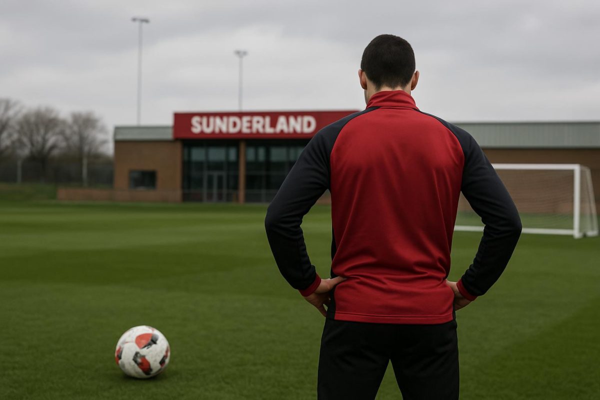 Noah Sadiki in Sunderland-context tijdens een trainingsmoment, zonder herkenbare gezichten
