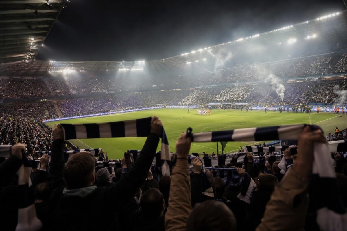 Gespannen sfeer in een Belgisch stadion tijdens het slotweekend van de Jupiler Pro League