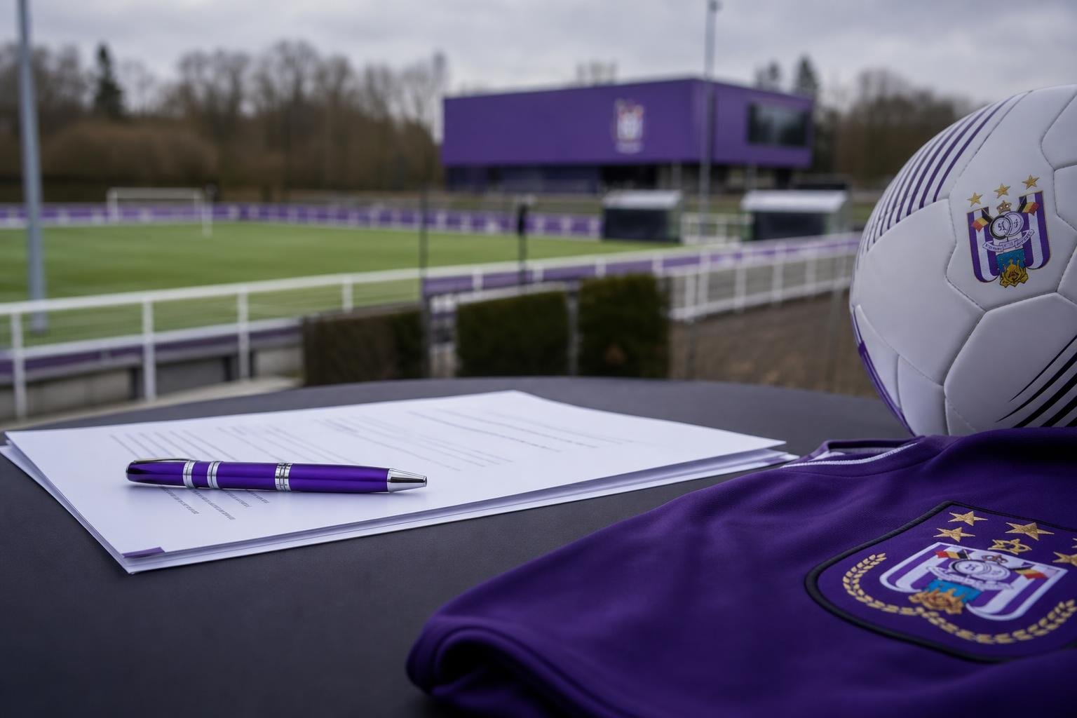 Sfeerbeeld van een contractmoment bij RSC Anderlecht op Neerpede