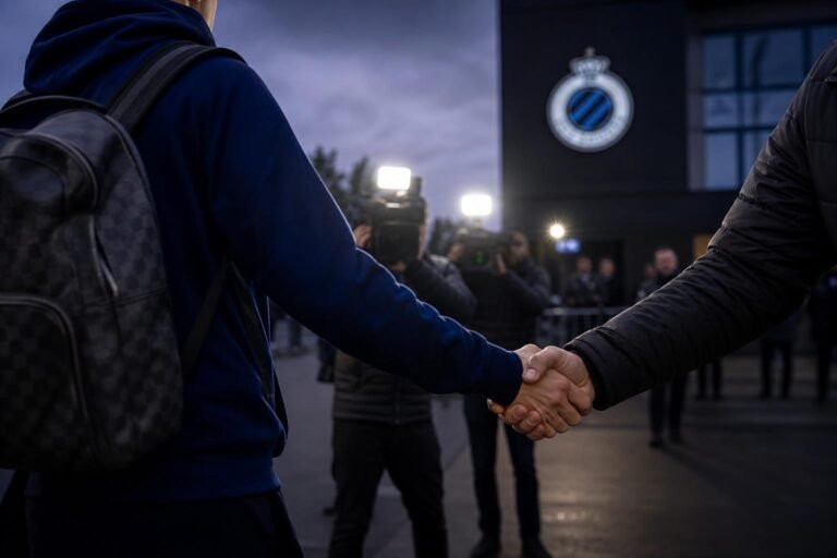 Transfercontext rond Club Brugge met gespannen sfeer zonder herkenbare gezichten