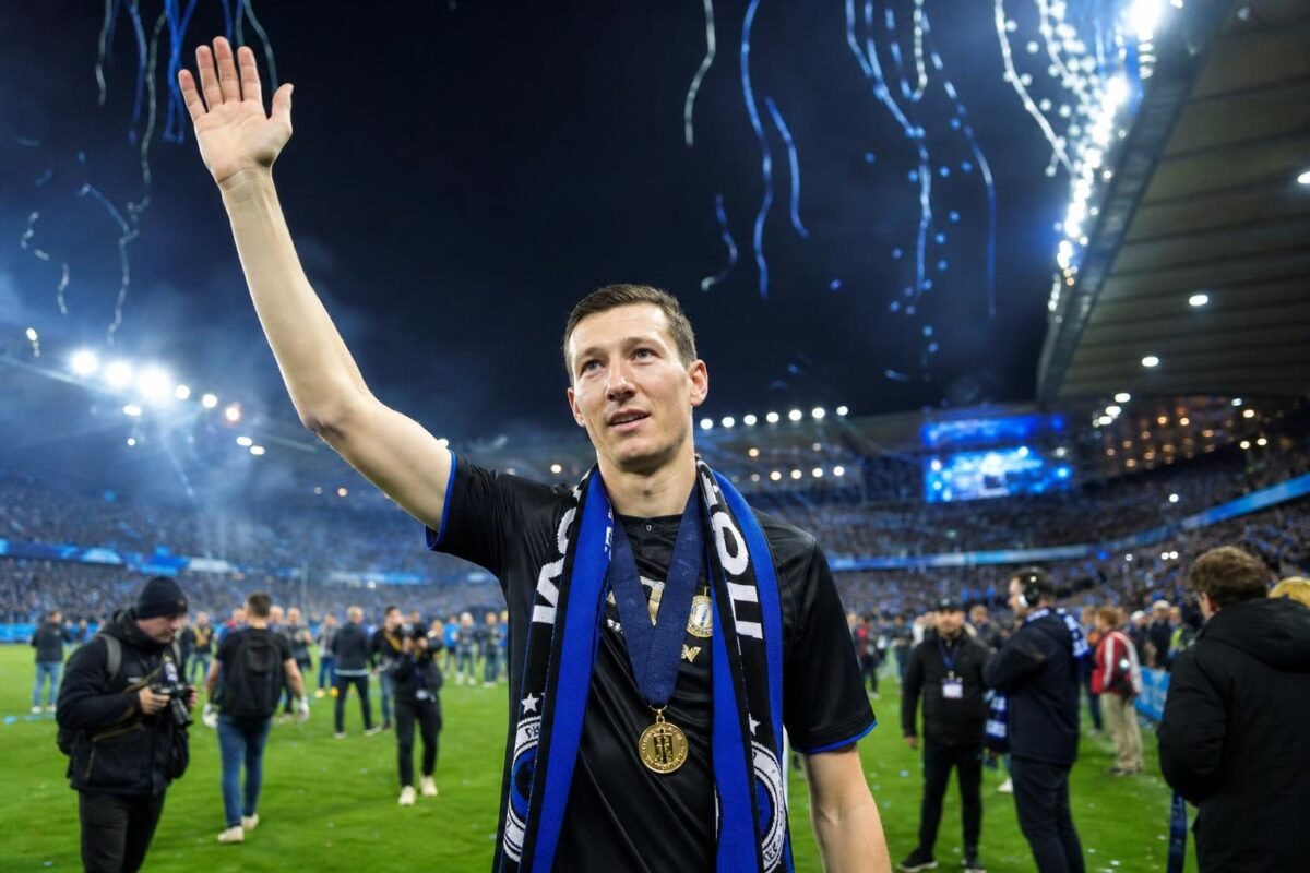 Hans Vanaken tijdens een titelviering van Club Brugge