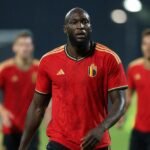 Romelu Lukaku tijdens een besloten oefenwedstrijd van de Rode Duivels in Seattle