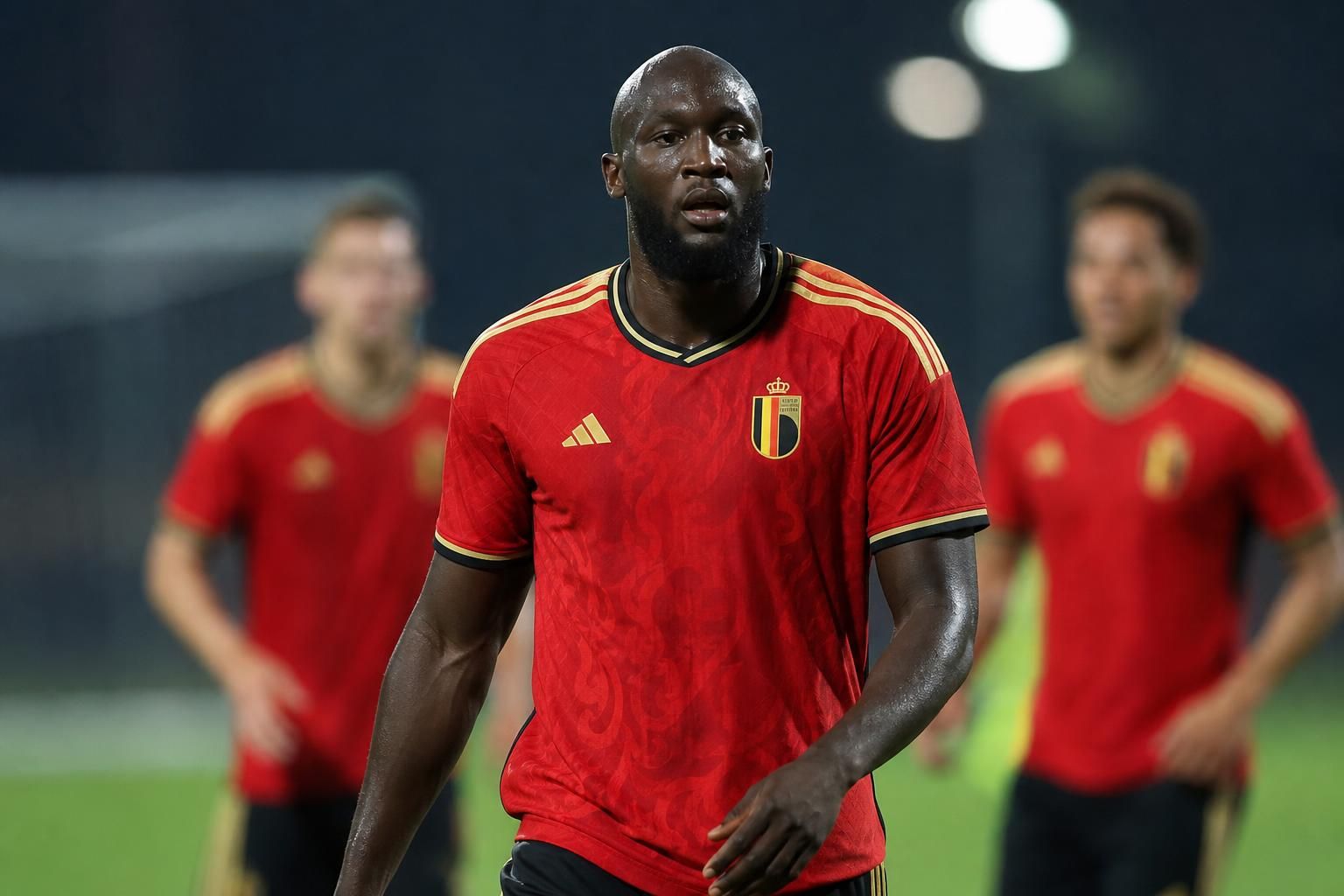 Romelu Lukaku tijdens een besloten oefenwedstrijd van de Rode Duivels in Seattle