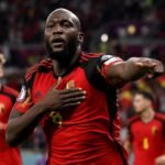 Romelu Lukaku viert een doelpunt voor de Rode Duivels