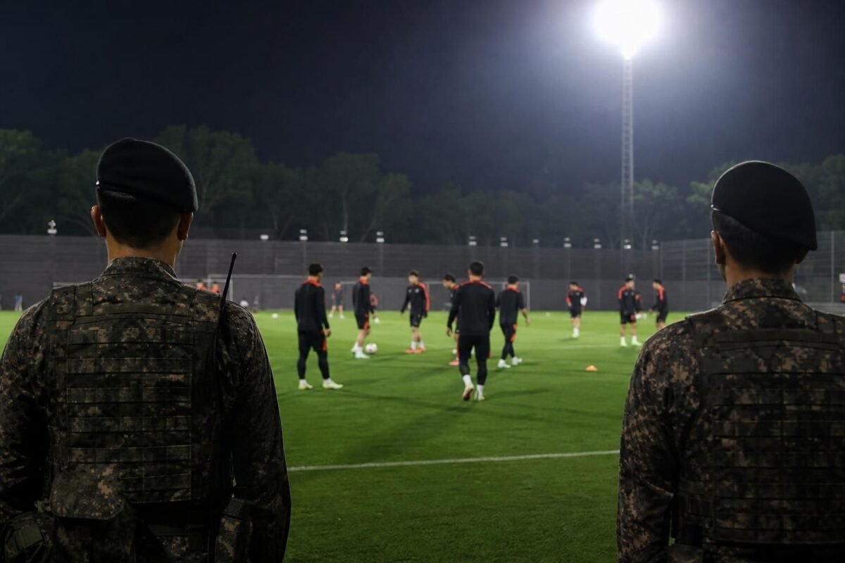Gespannen trainingscontext rond Zuid-Korea na drone-incident tijdens het WK