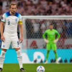 Harry Kane tijdens een penaltymoment voor Engeland op het WK tegen Kroatië