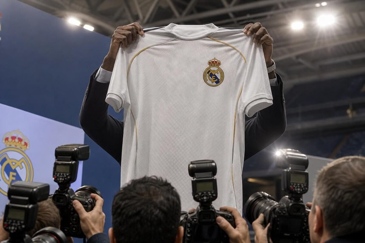 Transferpresentatie bij Real Madrid in een gespannen perssfeer zonder herkenbare gezichten