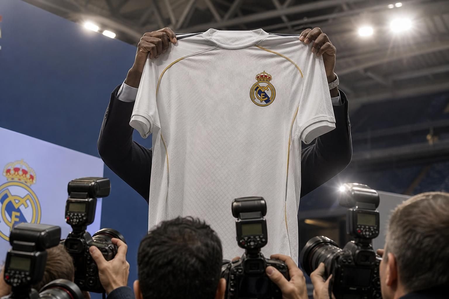 Transferpresentatie bij Real Madrid in een gespannen perssfeer zonder herkenbare gezichten