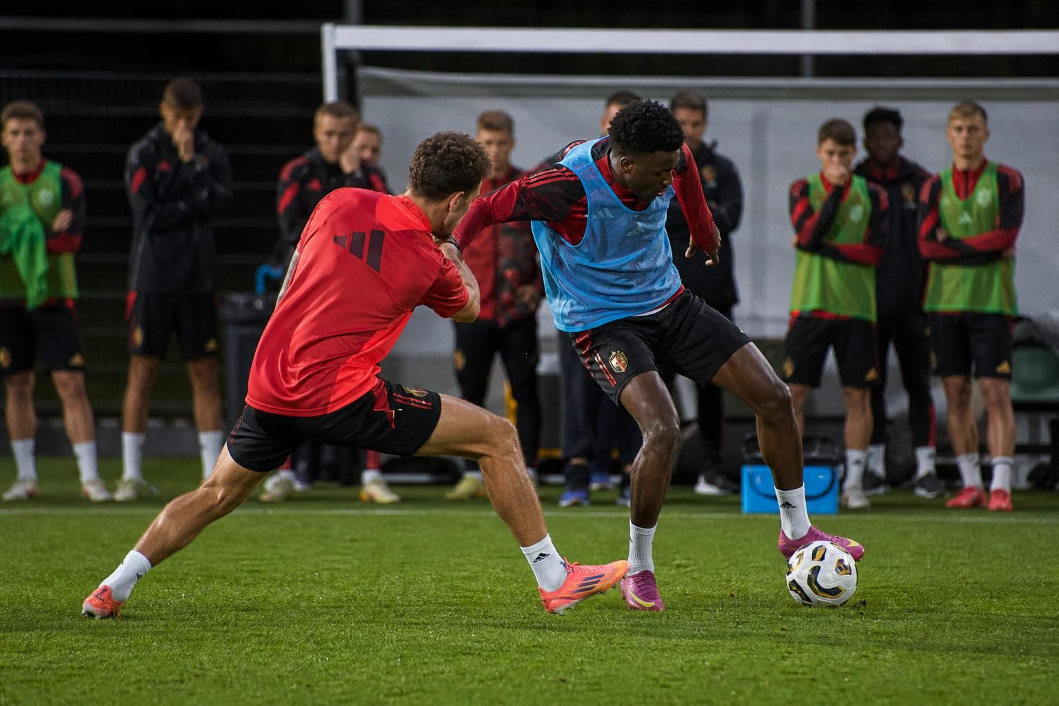 Rode Duivels tijdens een training in aanloop naar een WK-wedstrijd