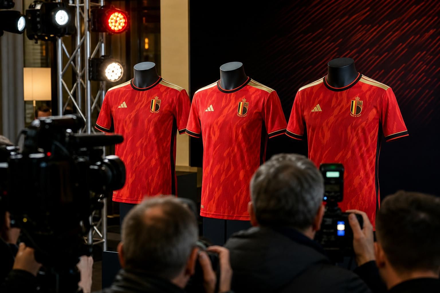 Persmoment rond de verlengde samenwerking tussen de Rode Duivels en Adidas tot 2034