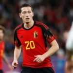 Hans Vanaken in actie bij de Rode Duivels tijdens een interland