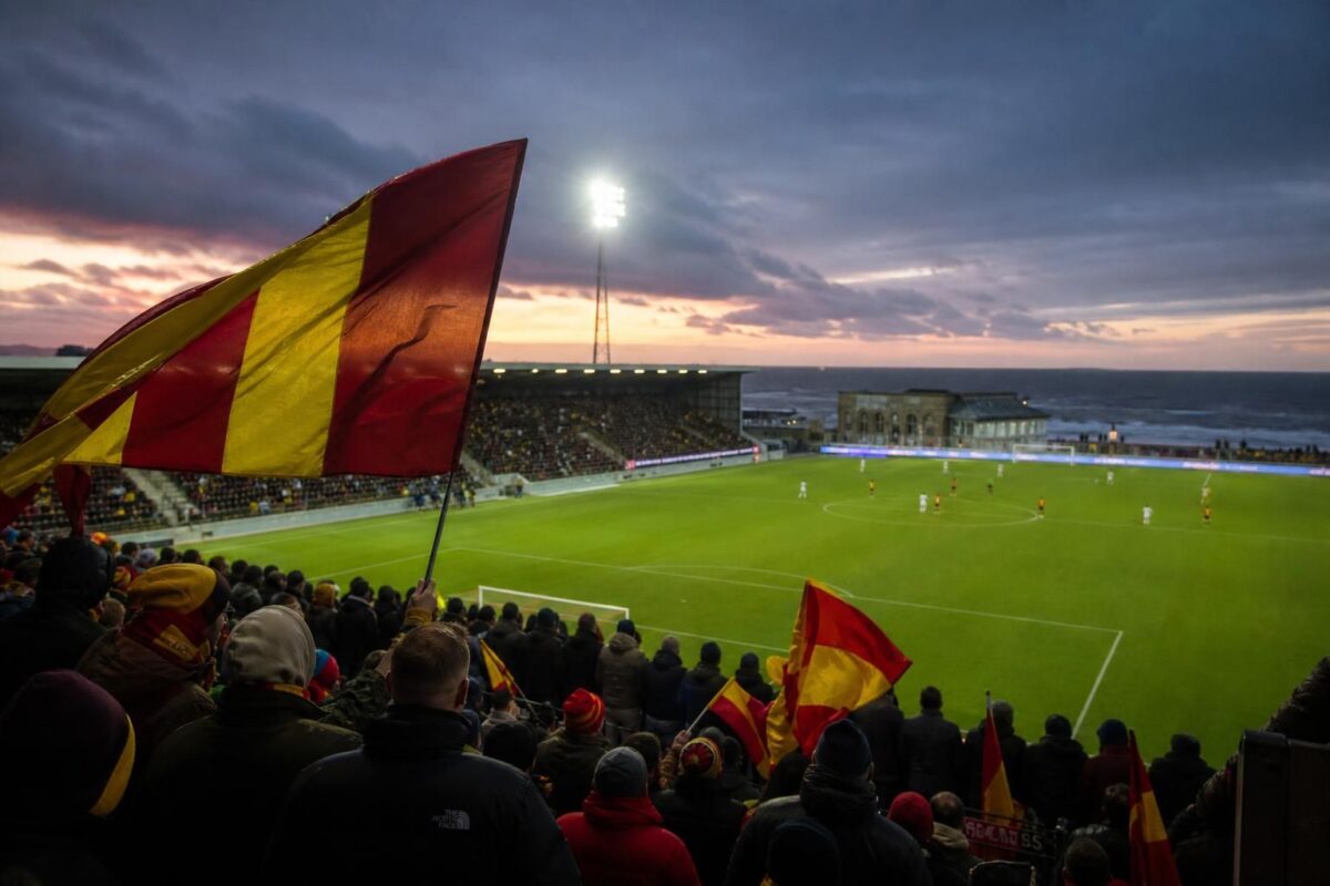 Supporterssfeer rond een Europese uitwijkwedstrijd van Union in Oostende