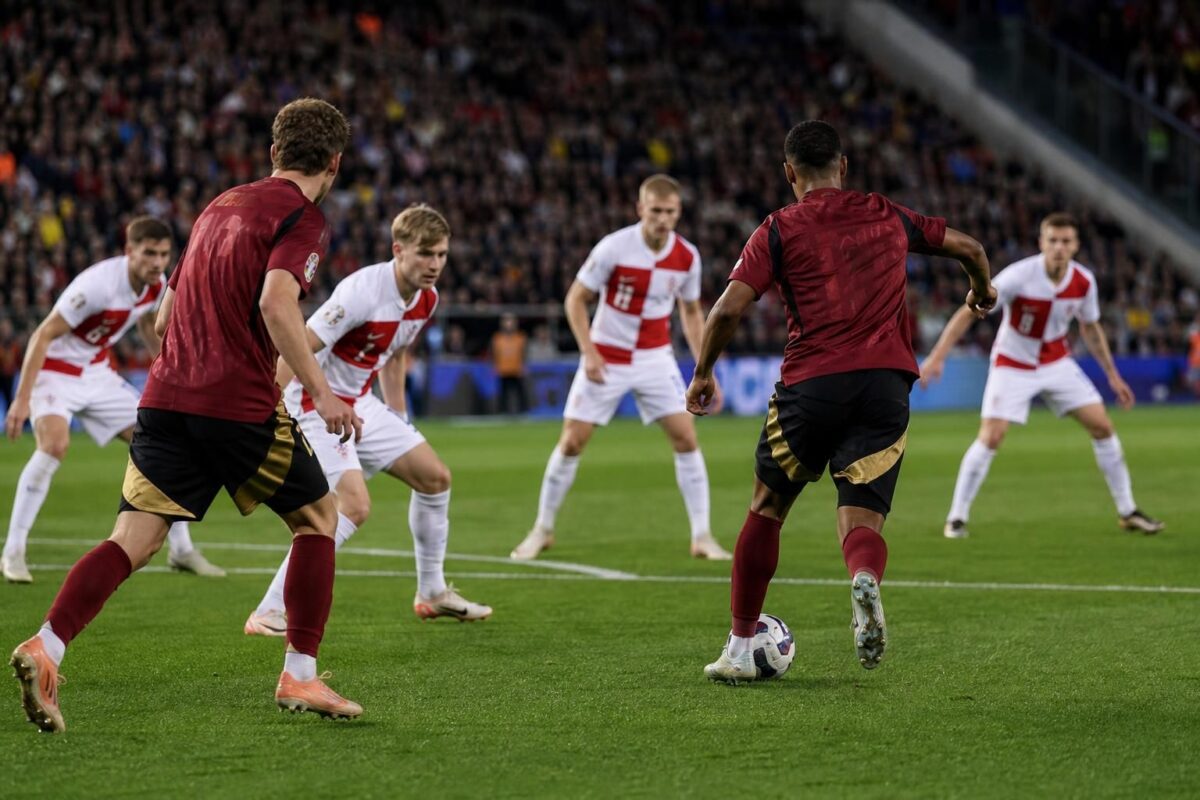 Rode Duivels tijdens een aanvallende fase in een interlandcontext