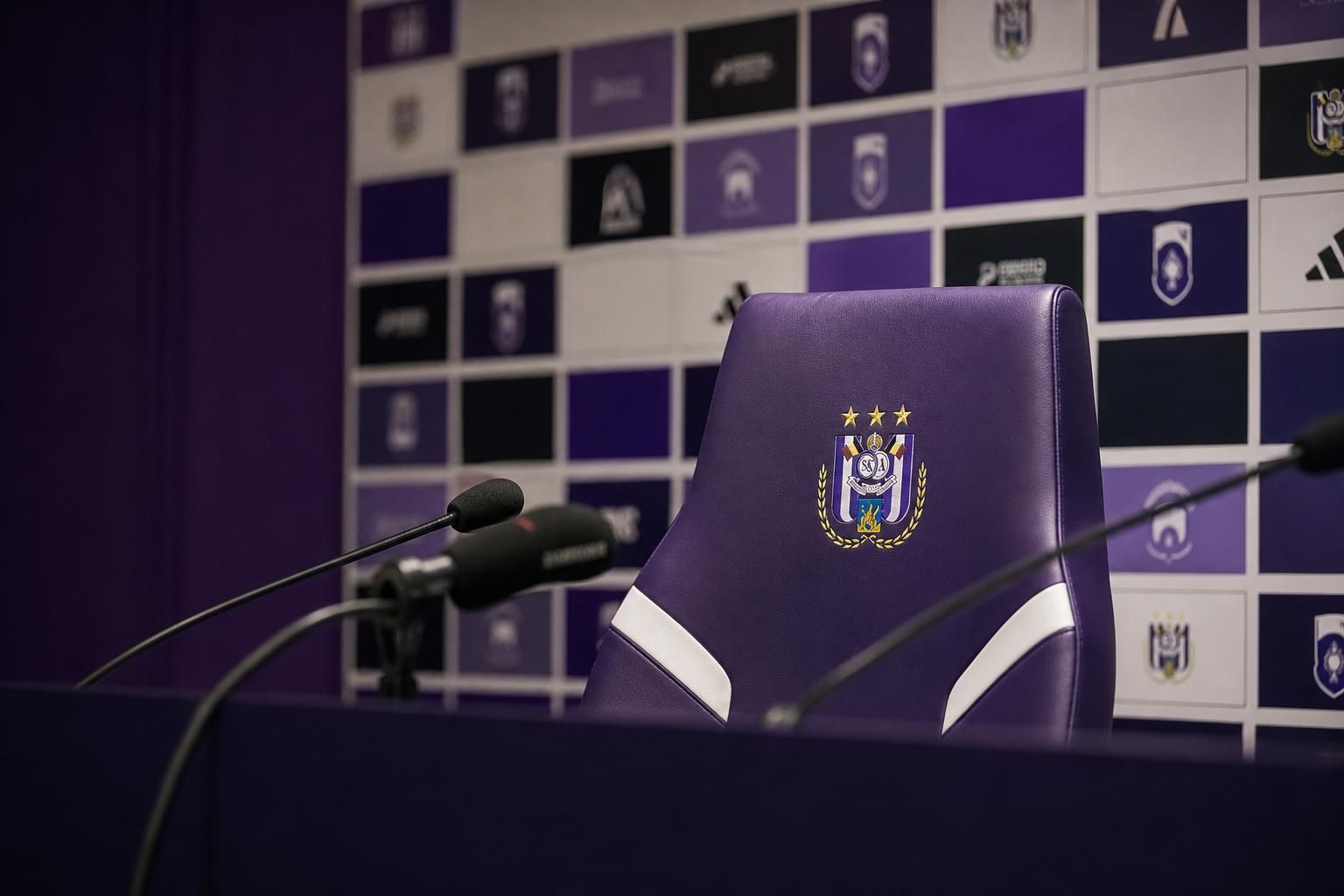 Een gespannen persmoment rond RSC Anderlecht tijdens de zoektocht naar een nieuwe hoofdcoach
