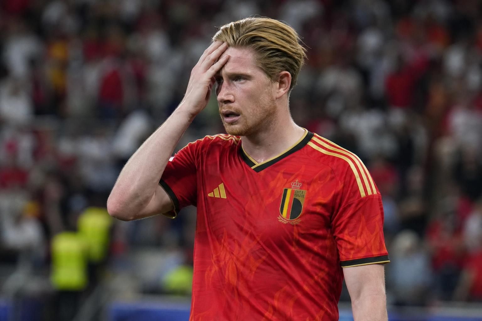 Kevin De Bruyne tijdens een gespannen WK-moment bij de Rode Duivels