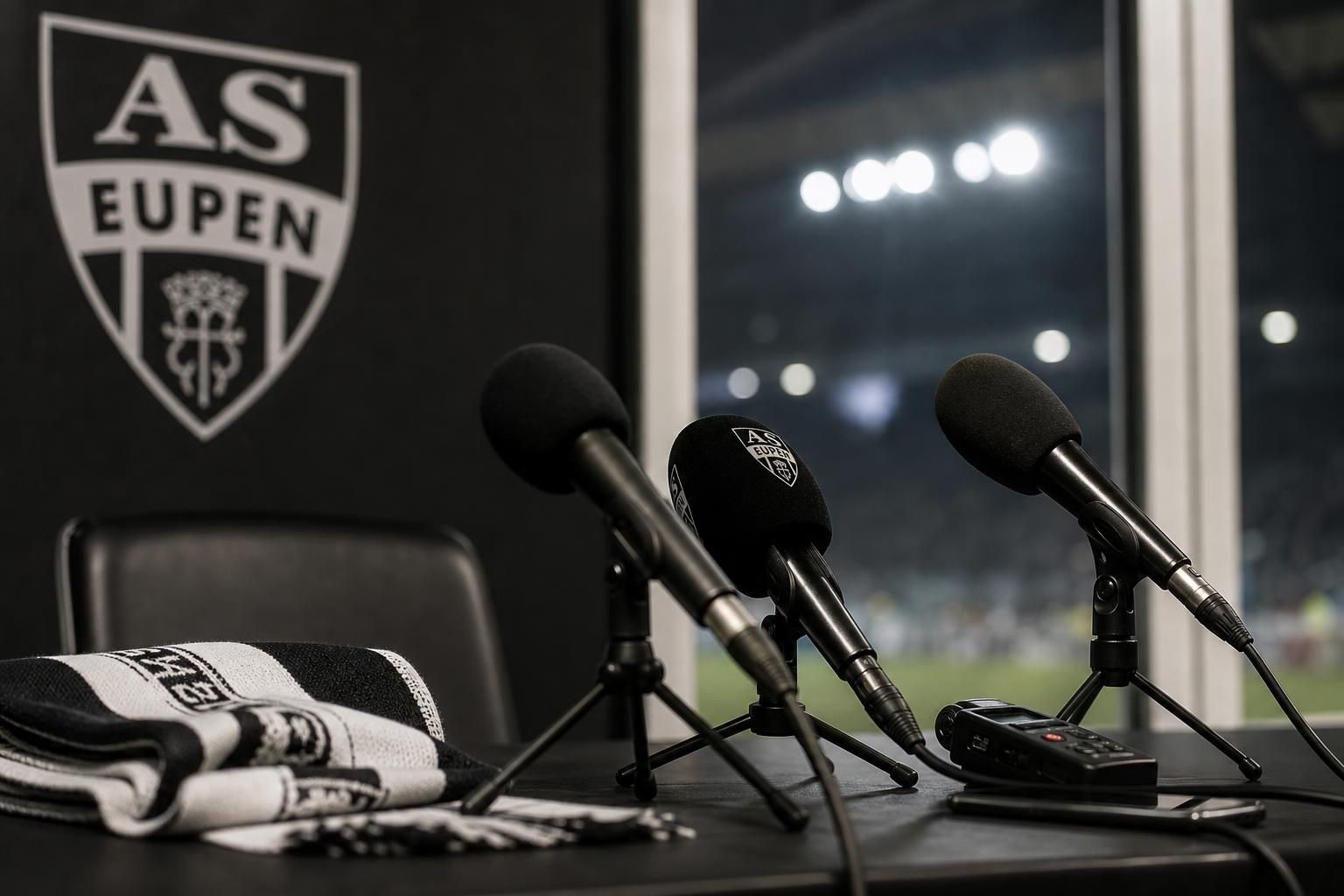 Persmoment rond de aanstelling van Felice Mazzu bij AS Eupen