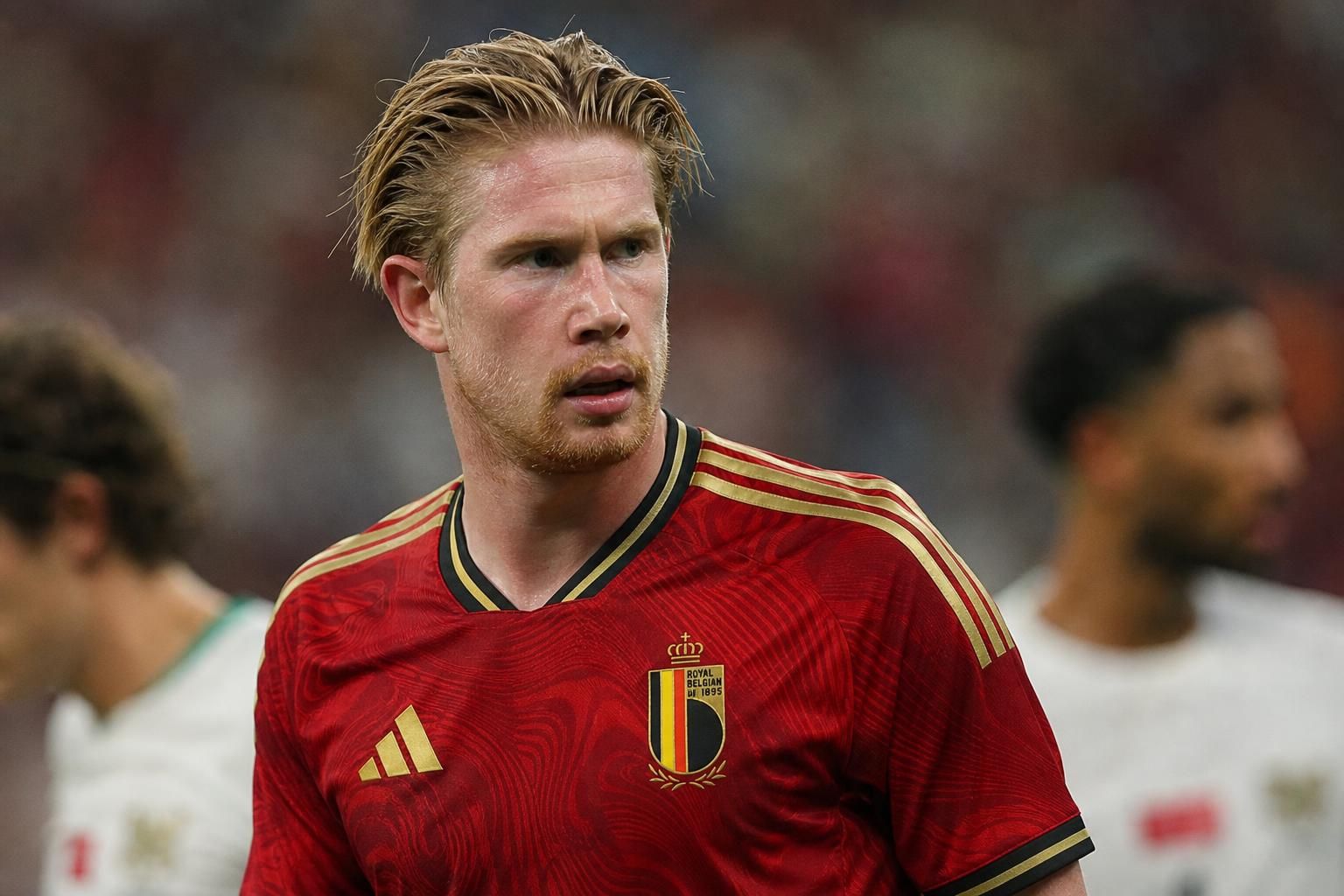Kevin De Bruyne tijdens een gespannen WK-moment bij de Rode Duivels