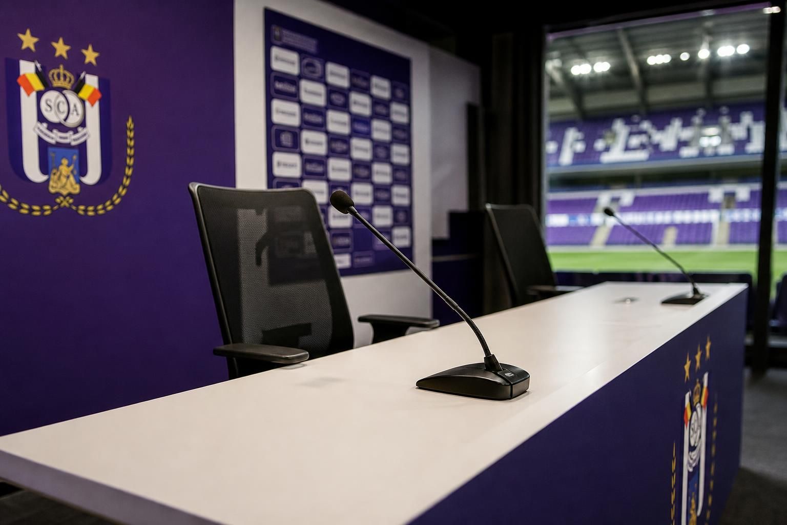 Gespannen persruimte in Anderlecht-context tijdens de zoektocht naar een nieuwe trainer