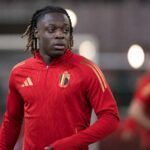 Jeremy Doku tijdens een training van de Rode Duivels richting de wedstrijd tegen Nieuw-Zeeland