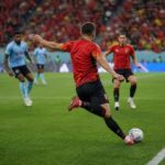 Gespannen wedstrijdbeeld van de Rode Duivels op het WK 2026 zonder herkenbare gezichten