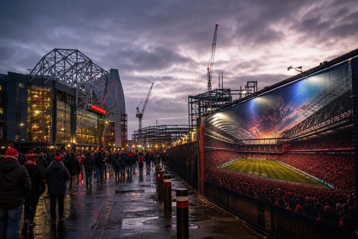 Sfeerbeeld rond Old Trafford bij de plannen voor een nieuw stadion van Manchester United