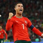 Cristiano Ronaldo viert een doelpunt voor Portugal op het WK
