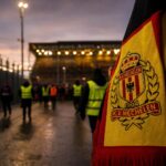 Transfercontext rond KV Mechelen met gele en rode clubkleuren in een stadionomgeving