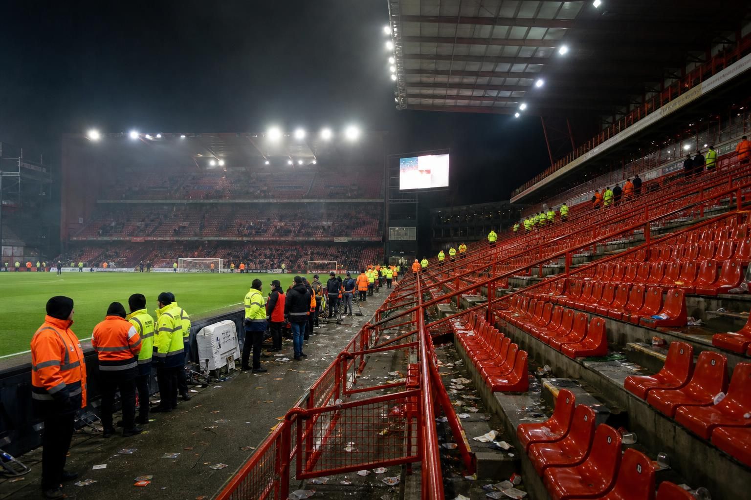 Lege tribunes en veiligheidsstewards rond een gespannen Waalse derby-sfeer op Sclessin