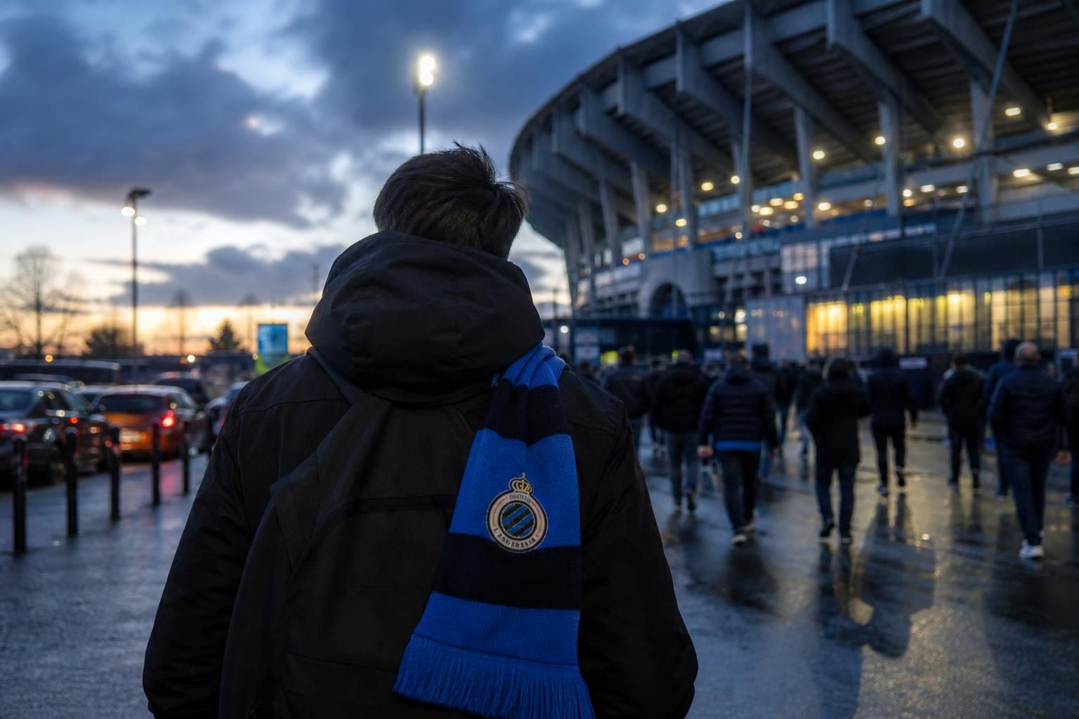 Transferachtige sfeer rond Club Brugge in een stadionomgeving zonder herkenbare gezichten