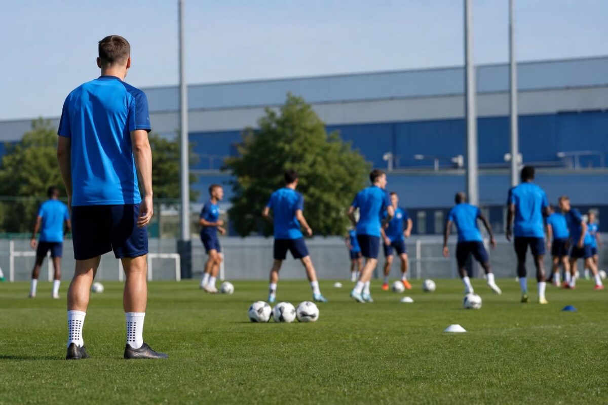 Trainingssfeer bij KAA Gent tijdens de voorbereiding zonder herkenbare gezichten