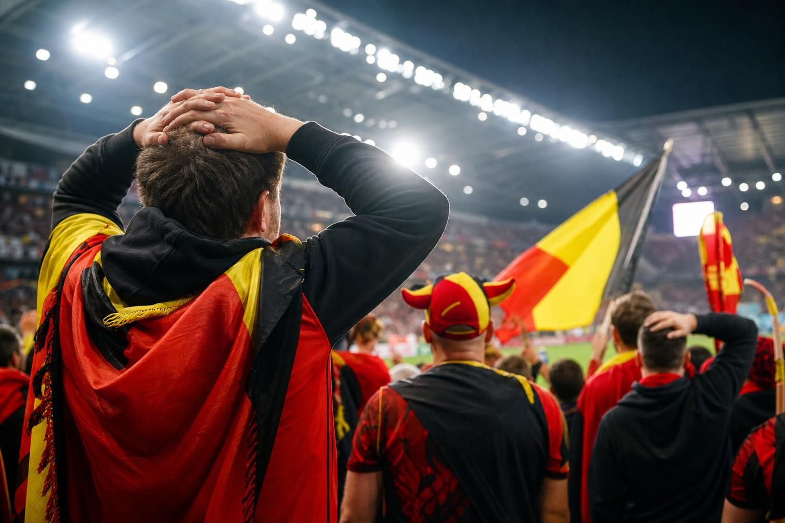 Supporters van de Rode Duivels in gespannen WK-sfeer voor een beslissende wedstrijd