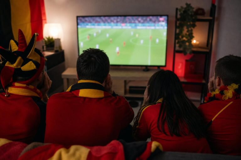 Belgische supporters volgen gespannen een vroeg WK-duel van de Rode Duivels