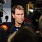 Rudi Garcia tijdens een gespannen persmoment bij de Rode Duivels