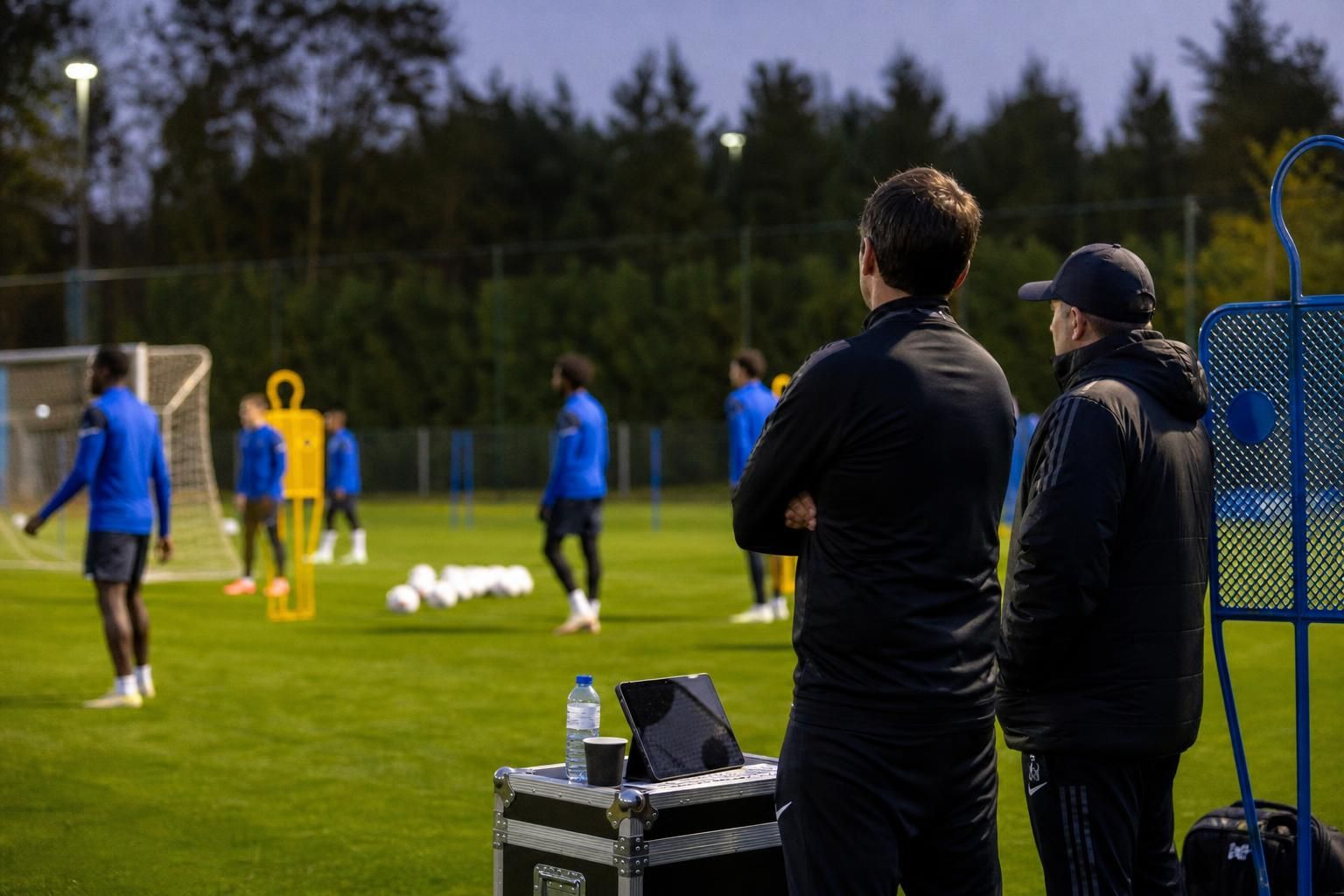 Trainingscontext bij KRC Genk waar de sportieve omkadering rond Nicky Hayen verder wordt uitgebouwd