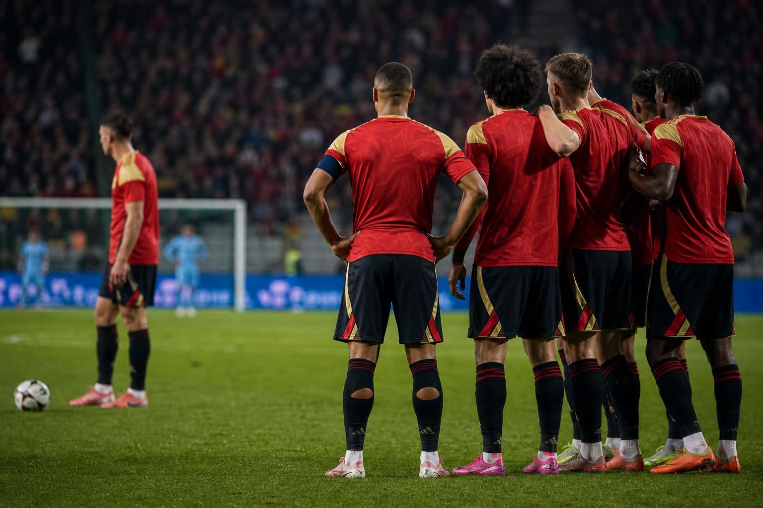 Spannend moment rond een vrije trap bij de Rode Duivels tijdens het WK