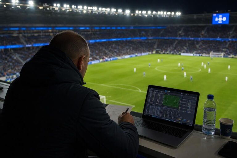 Scoutingcontext rond KRC Genk tijdens een internationale wedstrijd