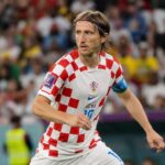 Luka Modric in actie voor Kroatië tijdens het WK-duel met Ghana
