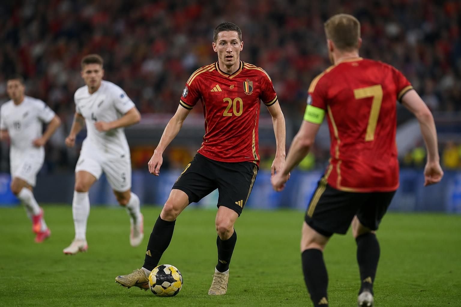 Hans Vanaken in actie voor de Rode Duivels op het WK