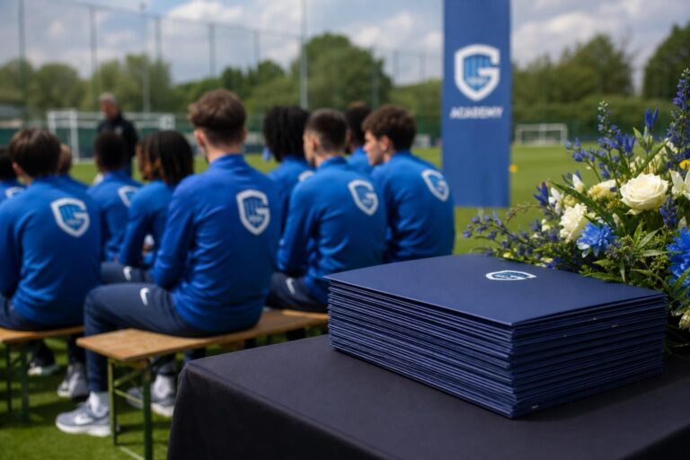 Academy-sfeer bij KRC Genk rond opleiding en diploma’s.