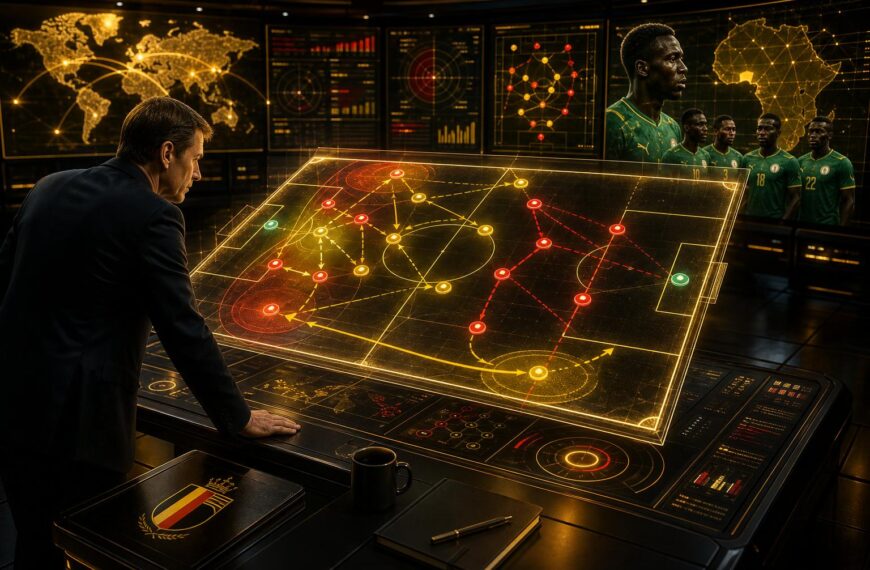 Tactisch schema van België tegen Senegal op het WK 2026 met asymmetrische opbouw en flankdruk