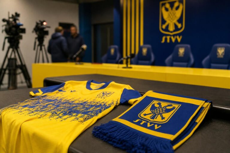 STVV stelt een nieuwe aanvaller voor in geel-blauwe clubomgeving op Stayen.