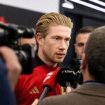 Kevin De Bruyne bij de Rode Duivels tijdens een persmoment na een interland