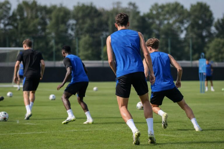 Spelers van Club Brugge tijdens de voorbereiding op het nieuwe seizoen
