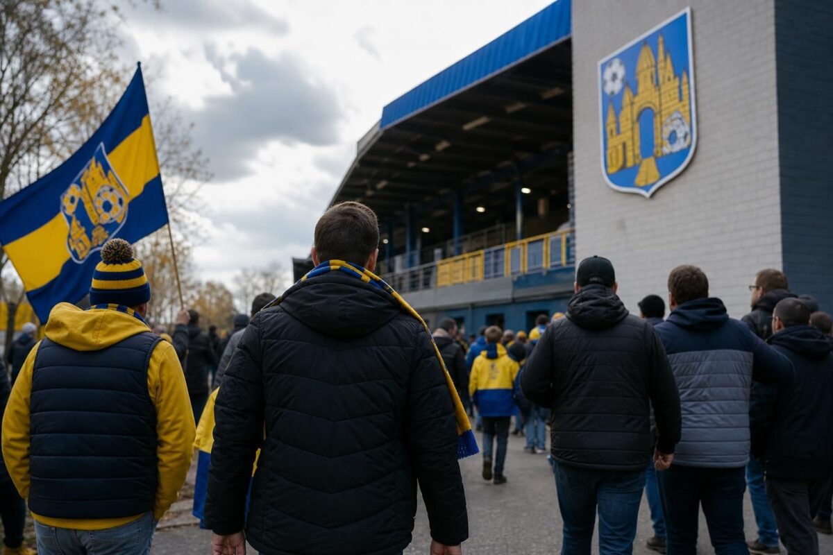Supporters van KVC Westerlo in het Kuipje bij een transfermoment rond de club.