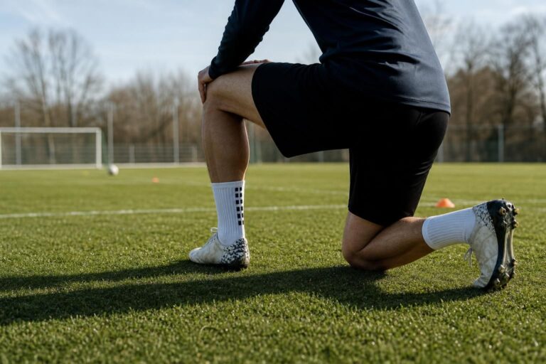 Individuele revalidatietraining op een voetbalveld als beeld bij de mogelijke comeback van Jordan Lukaku.